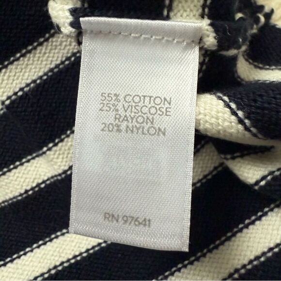 J. Jill Striped Collared Pullover Sweater Navy Cream Cotton Blend MP NWT - Picture 5 of 6